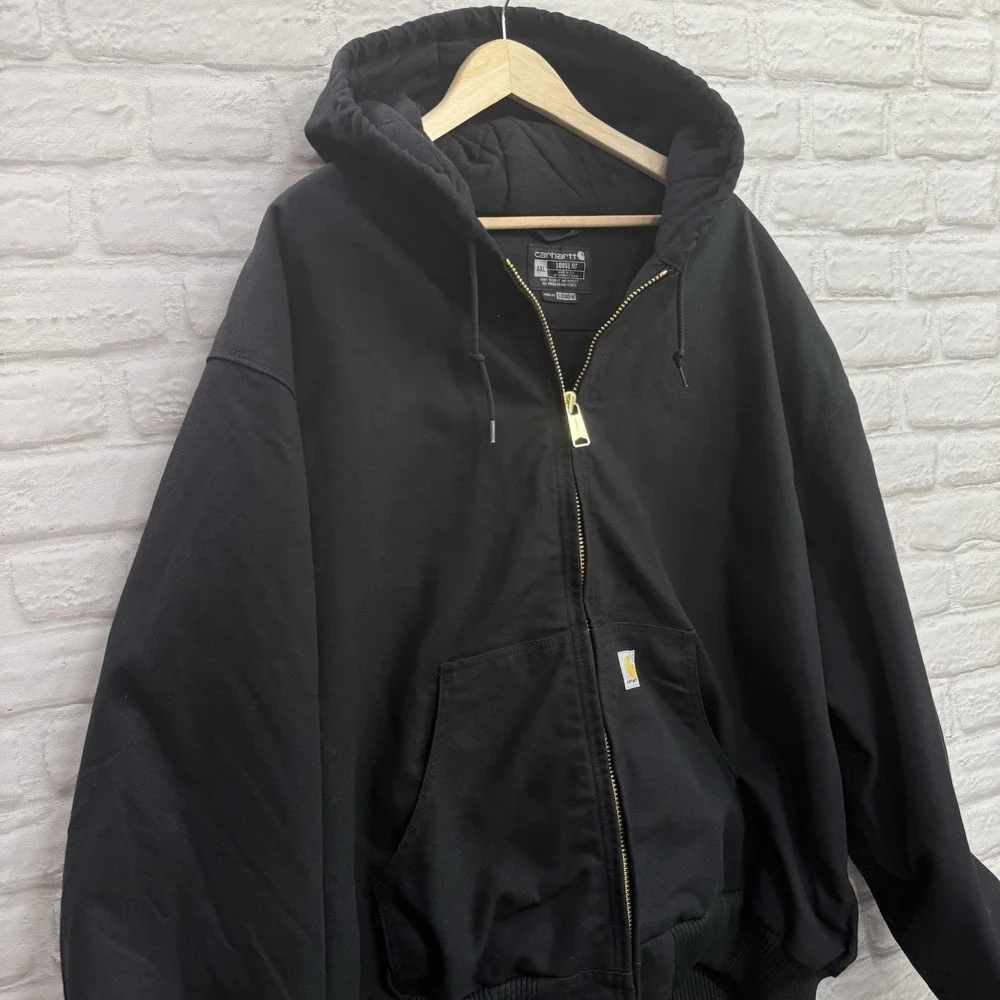 Carhartt J0140 Jacket 4XL Black Duck Canvas‎ Insulated Quilted Lined Work Coat